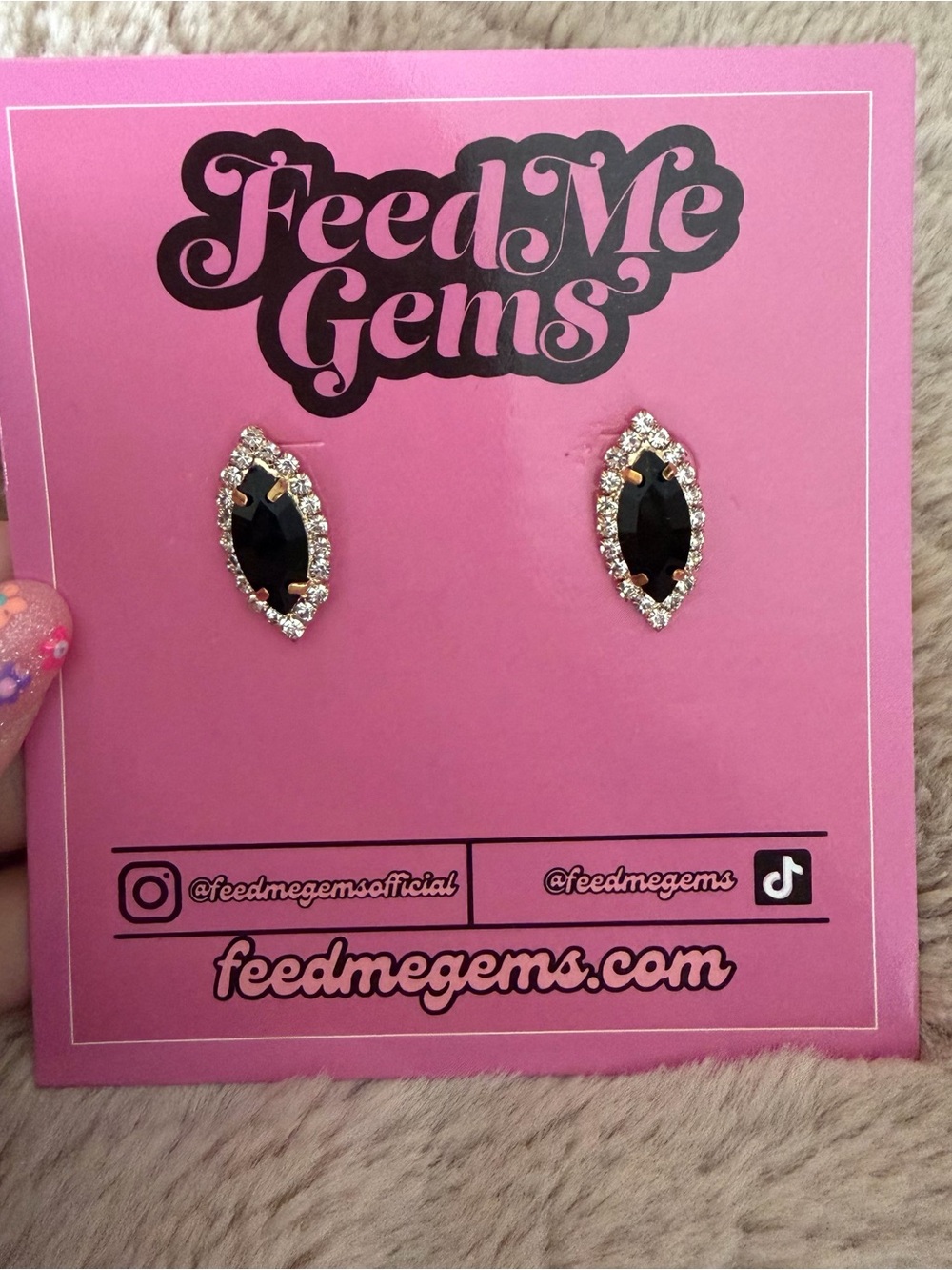 Feed me gems Black Marquise Crystal Stud Earrings